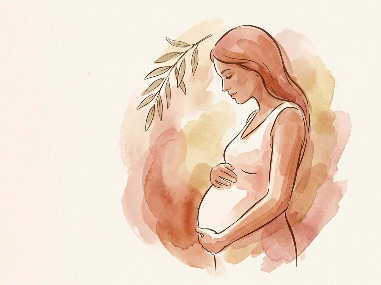 Illustration d'une silhouette enceinte, line-art doux